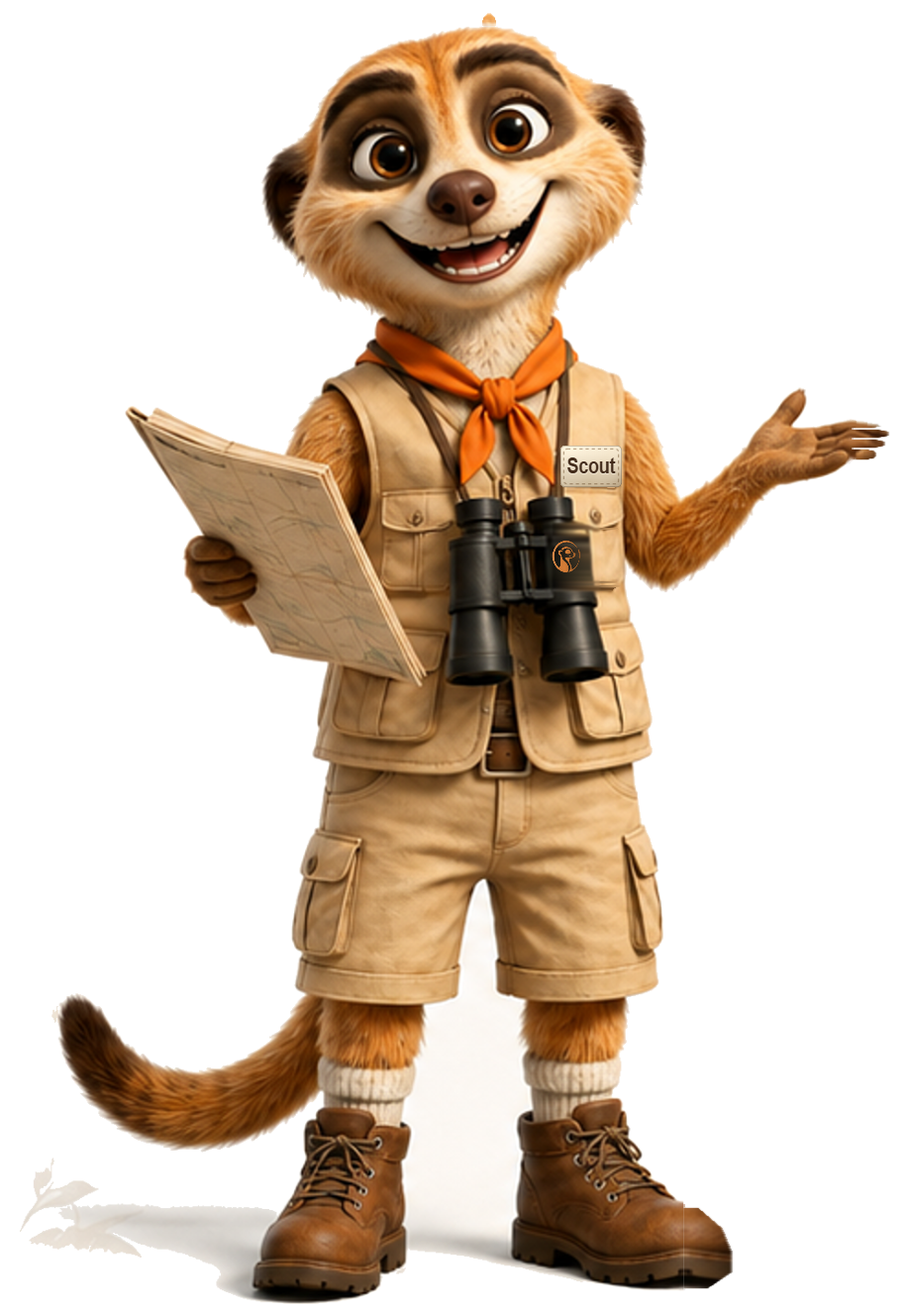 Meerkat Scout holding a field map
